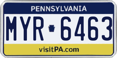 PA license plate MYR6463