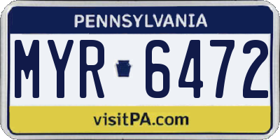 PA license plate MYR6472