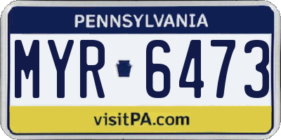 PA license plate MYR6473