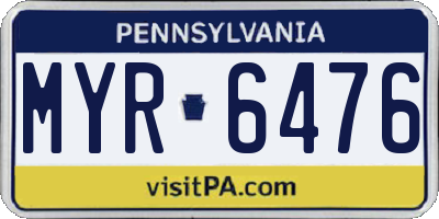 PA license plate MYR6476