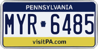 PA license plate MYR6485