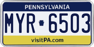 PA license plate MYR6503
