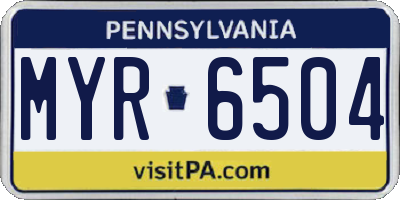 PA license plate MYR6504