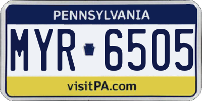 PA license plate MYR6505