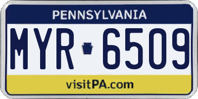 PA license plate MYR6509