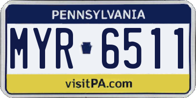 PA license plate MYR6511