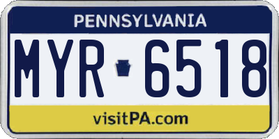 PA license plate MYR6518