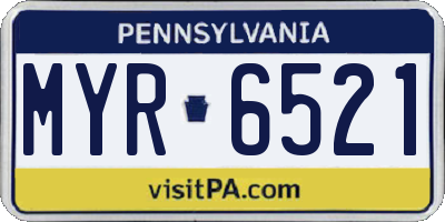 PA license plate MYR6521
