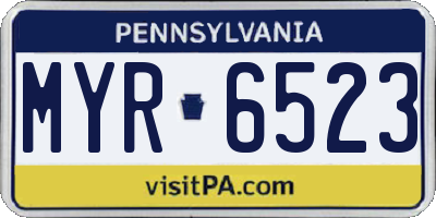 PA license plate MYR6523
