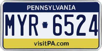 PA license plate MYR6524