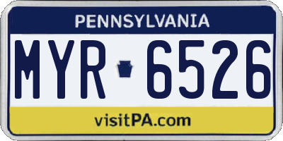 PA license plate MYR6526