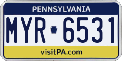 PA license plate MYR6531