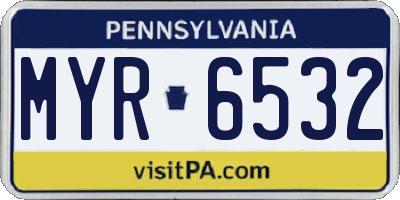 PA license plate MYR6532
