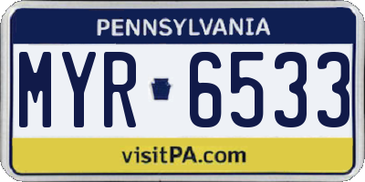 PA license plate MYR6533