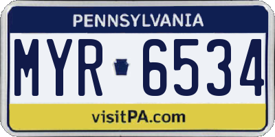 PA license plate MYR6534