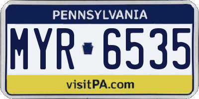 PA license plate MYR6535