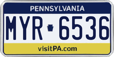 PA license plate MYR6536