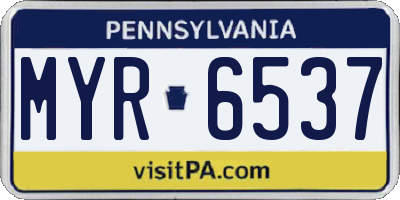 PA license plate MYR6537