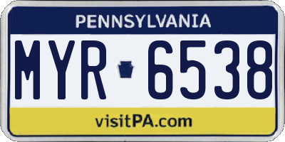 PA license plate MYR6538