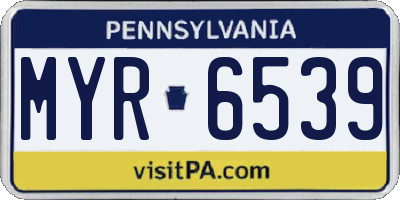 PA license plate MYR6539