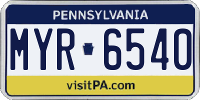 PA license plate MYR6540