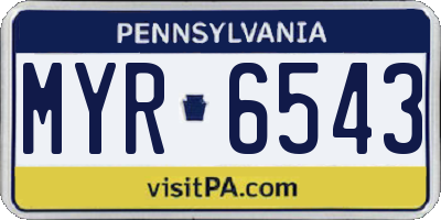 PA license plate MYR6543