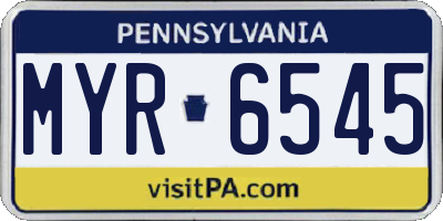 PA license plate MYR6545