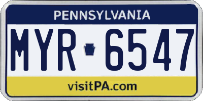 PA license plate MYR6547