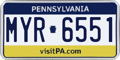 PA license plate MYR6551