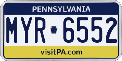 PA license plate MYR6552