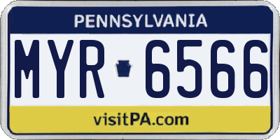 PA license plate MYR6566
