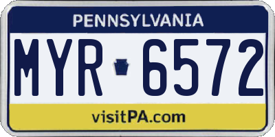 PA license plate MYR6572