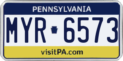 PA license plate MYR6573