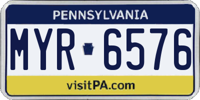 PA license plate MYR6576