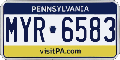 PA license plate MYR6583