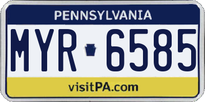 PA license plate MYR6585
