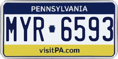 PA license plate MYR6593