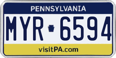PA license plate MYR6594