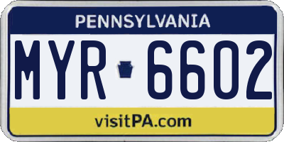 PA license plate MYR6602