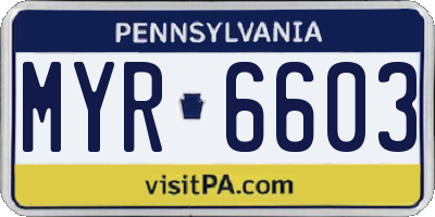 PA license plate MYR6603