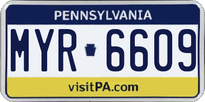 PA license plate MYR6609