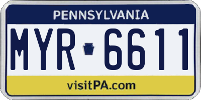 PA license plate MYR6611