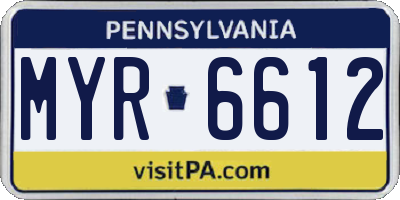 PA license plate MYR6612