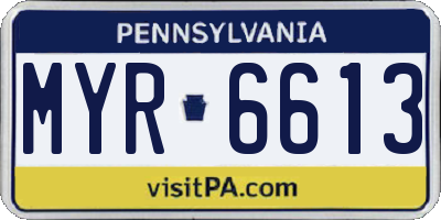 PA license plate MYR6613