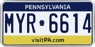 PA license plate MYR6614
