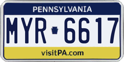 PA license plate MYR6617