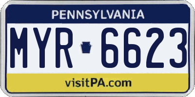 PA license plate MYR6623