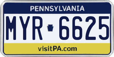 PA license plate MYR6625