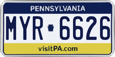 PA license plate MYR6626
