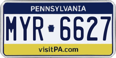 PA license plate MYR6627